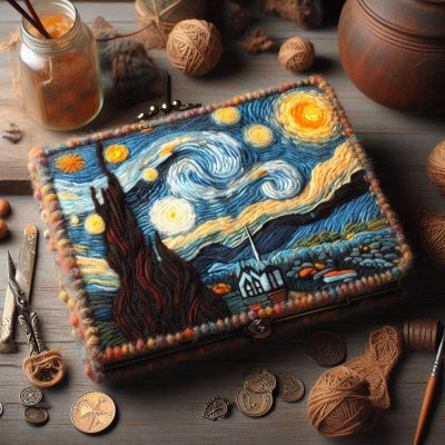 Ví len handmade phong cách vintage Van Gogh